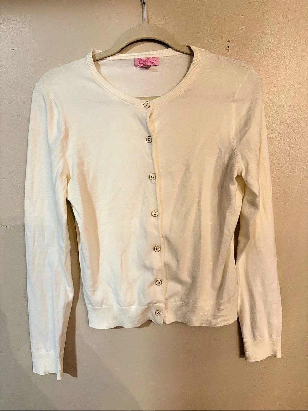 Lilly Pulitzer Button-Front Cardigan in Cream/Beige Size Small